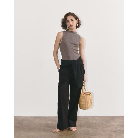Everlane The Easy Pant In Blackpull-on Mid-rise straight leg NWT Size S Small